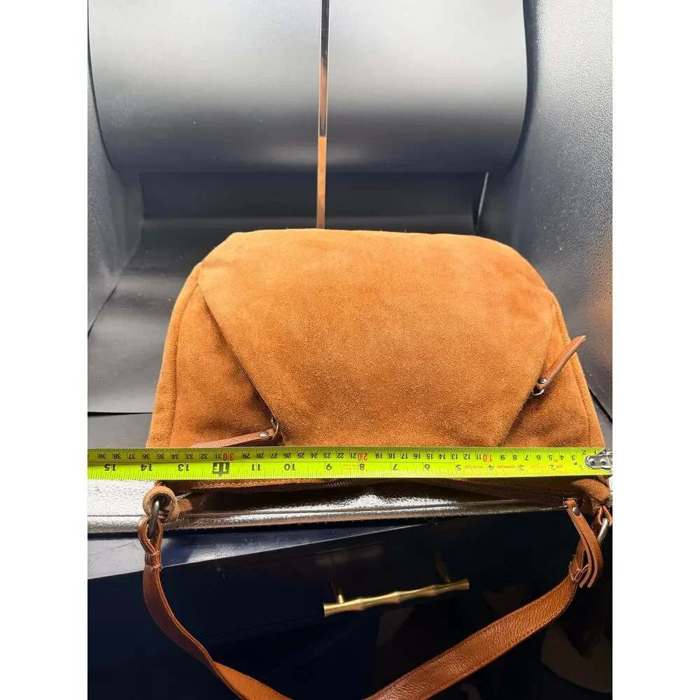 Genicci Brown Suede Leather Hobo Shoulder Bag Tassel Slouchy